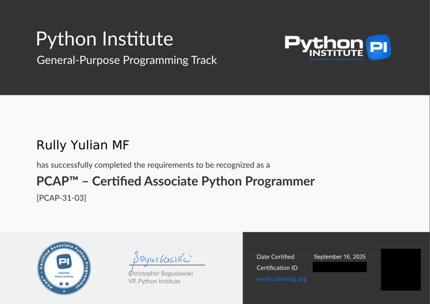 PCAP Certified Associate Python Programmer
